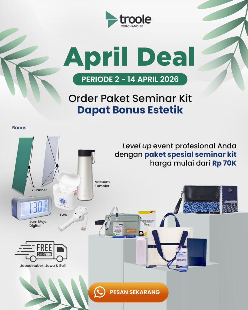 TROOLE MERCHANDISE - promo april deal Promo April Deal 2026: Solusi Hemat Pengadaan Seminar Kit Premium TROOLE MERCHANDISE - promo april deal Promo April Deal 2026: Solusi Hemat Pengadaan Seminar Kit Premium