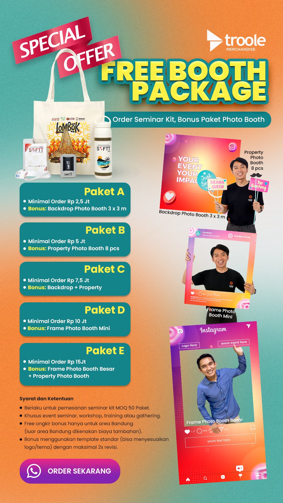 TROOLE MERCHANDISE - cara cerdas naikkan exposure event Cara Cerdas Naikkan Exposure Event: Paduan Seminar Kit Premium dan Bonus Photo Booth Eksklusif